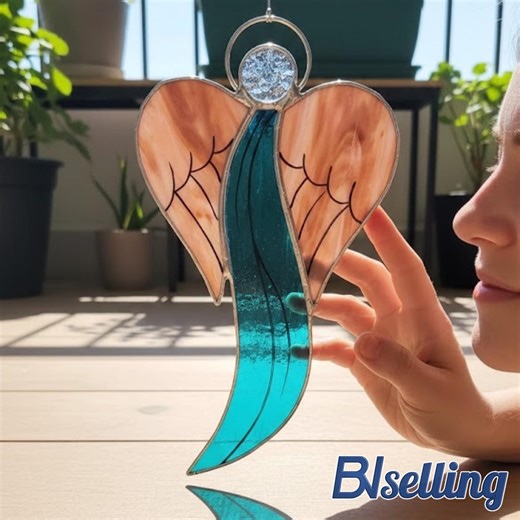 Personalized Angel Stained Glass Suncatcher, Custom Handmade Guardian Window Hanging Gift - Etsy