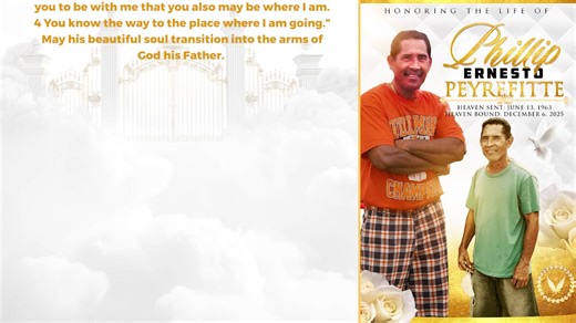 Psalm 34:18 “The Lord is close to the brokenhearted. He comforts us when we are sad.” IT IS WITH DEEP SADNESS and HEAVY HEARTS that the Peyrefitte and Gabb families announce the HEAVENLY TRANSITION our dearly beloved son, brother, father, uncle, and friend-- Mr. Phillip Ernesto Peyrefitte, affectionately known as Bamboo, Paypa, Philco, or, simply, Uncle. He is Predeceased by his loving and precious mother, Louise Kathleen Peyrefitte, better known as Weezy, his father, and nephew Deon Moore. He i
