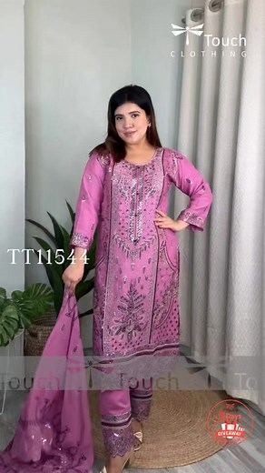 17K views · 68 reactions | SXVQ- Your wardrobe's new favourite three- piece. Design Code: TT11544 Bust: 38-44 Sleeve: 18 Length: 42 Pant length: 39 Leg Opening: 14 Dupatta: Length and Width- 80/30Inches Fabric: White Gold Georgette (Three-piece) #style #threepiece #outfitoftheday #outfitofthedayideas #ttouchclothing | TTouch Clothing | Facebook