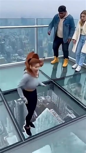 ⚠️ Glass breaking shows the glass floor cracking right #ai #viral #feedshorts