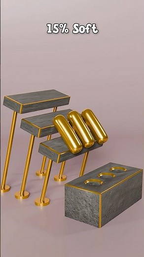 0% vs 100% Soft THREE Gold Cylinder | 3D Soft Body Simulation