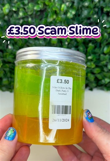 Let’s Review This £3.50 Scam Slime I Got In Jim’s Cash & Carry down in Camborne here in Cornwall last spring. It’s supposed to glow in the dark and in my video it does look like it might glow a little but u promise you to the naked eye no light is emitted from this slime at all. I took so long to film it because I just assumed it would be the worst but it actually felt promising. When I first took them out each layer was somewhat stretchy and pokes me but the more you play with them the tougher 