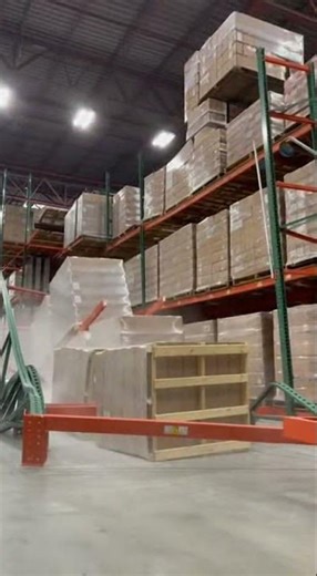 Warehouse Racking Failure Collapses Loaded Pallet Bay 🏭 #viralvideo