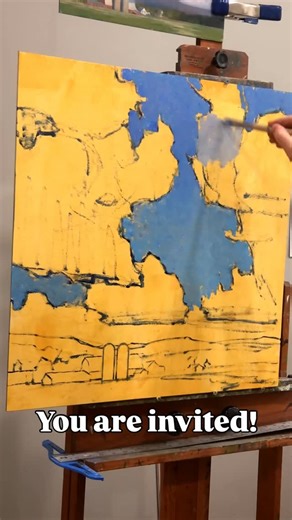 🎨 Artist 🖼 Gallery ❤️ Teacher on Instagram: "I usually use this “checkerboard” approach to painting the sky. I'll explain why in my free Zoom demo on Tuesday. Would you like to come watch? Let me know in the comments. 👇🏻"