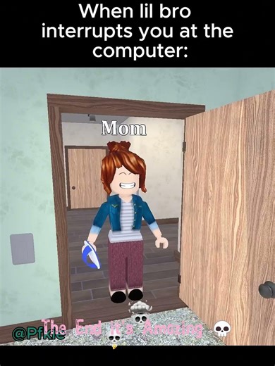 Bro lil bro interrupts you at the PC 💀 #roblox