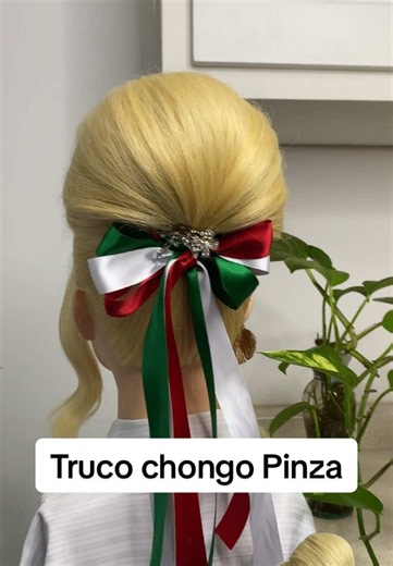 💚🤍❤️Truco con peinado con pinza tricolor #peinados #explore #barbiegirlchallenge #reels...