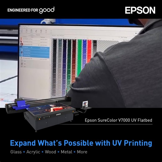 Tired of turning down projects because your printer can’t handle the job? The Epson SureColor V7000 UV Flatbed Printer changes that: ✅ Print directly on KT boards, acrylic, wood, tiles & more (up to 80mm thick) ✅ On-demand printing that reduces waste & boosts efficiency ✅ Free delivery, guided installation & hands-on onboarding for a stress-free start Comes with 𝟏-𝐲𝐞𝐚𝐫 𝐰𝐚𝐫𝐫𝐚𝐧𝐭𝐲 (including printhead) for complete peace of mind. Stop saying “no” to opportunities. Start winning more bu
