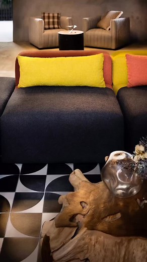 Fall colors bring such warmth and an organic sense to this interior courtyard embracing the outdoors. I love this color palette with the tile pattern area rug flooring that pops. Such a fun hang out spot | #michelleharrisondesign 📸. @d.shields.photography #multifamilydesign #interiordesign #multifamilyrealestate #apartmentliving #multifamilydevelopment | Michelle Harrison Design