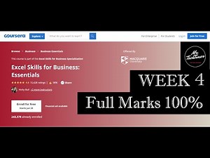 Coursera Excel Skills for Business: Essentials Week 4 Final Quiz Solutions