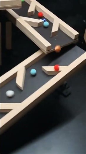 DIY homemade wooden marble race track with dozens of colorful 3D printed marbles #shorts #marblerace