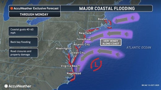 US East Coast tropical wind and rainstorm to bring top-5 storm surge, major travel disruptions