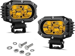 Led Pods 4 Inch Offroad Driving Fog Light Bar 80W Ultra Bright Amber Ditch for Motorcycle Trucks Tractor Boat SUV ATV