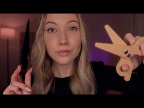 ASMR Fast Haircut & Styling | Wooden Scissors, Spraying & Brushing ✂️