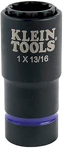 Klein Tools 66015 2-in-1 Impact Socket with 12-Point Deep Sockets, Coaxial Spring Loaded in 1- and 13/16-Inch Sizes