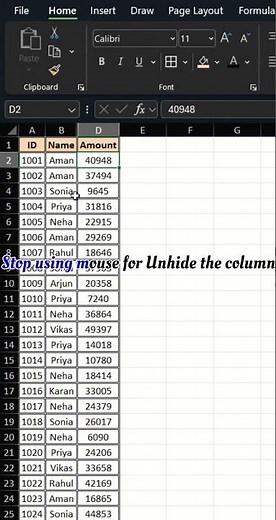 Unhide Columns in Excel in 1 Second ⚡