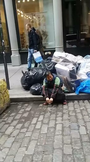 Nasty lady taking a shit on nyc street