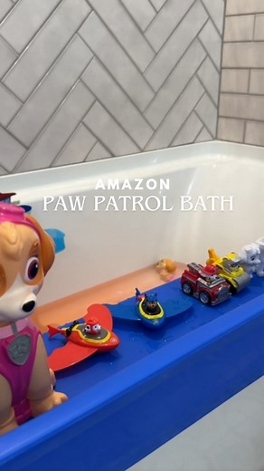 Kimberly Jester King on Instagram: "POV: Your toddler actually asks to take a bath 🫧🐾 set up a Paw Patrol themed bath night with me!! Everything is from Amazon and Henry went wild over this one 😂 We used - 🛁 Tub topper to hold all the toys & keep water in. It also extends the bath time play space, total game changer!! @tubtopper 🎨 Scribble toy that washes right off 🐶 Mer-pups kicking around the tub 🚗 Adventure Bay bath ramp for mini cars ✨ Paw Patrol light to set the vibe 🫧 Bubble blower