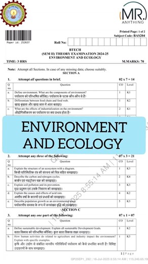 Environment and Ecology | EVs | AKTU 1st Year | #environmentandecology #evs #aktu #aktuexam #pyq