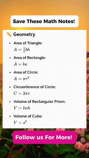 Grade 8 Geometry Formulas Math Notes | Math Tricks Tutorial