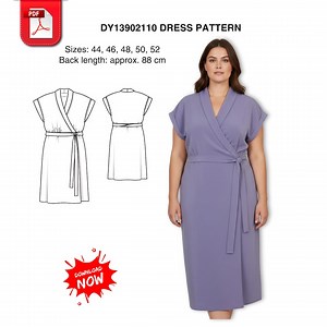 Plus Size Wrap Dress Sewing Pattern PDF - Etsy