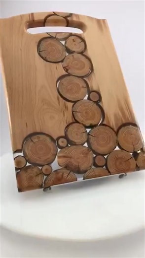 Handcrafted Beech Cutting Board: Resin River Design, Elm & Fruit Tree | Dragonfly Designs