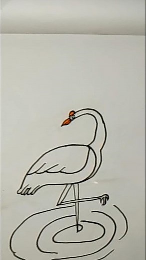 Easy Bird Drawing | Simple Crane Drawing Step by Step for Beginners