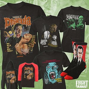 11K views · 909 reactions | Officially Licensed HAMMER HORROR 2020 Collection is NOW AVAILABLE! FOUR New Classic Hammer Designs! The Plague Of The Zombie! Horror Of Dracula! The Curse Of The Werewolf! Vampire Circus! And A Killer Pair Of Custom-Nnit Dracula Socks! SHOP HERE  https://bit.ly/33B7d1q Music by William Rocky Gray. Used with permission. | FRIGHT-RAGS | Facebook