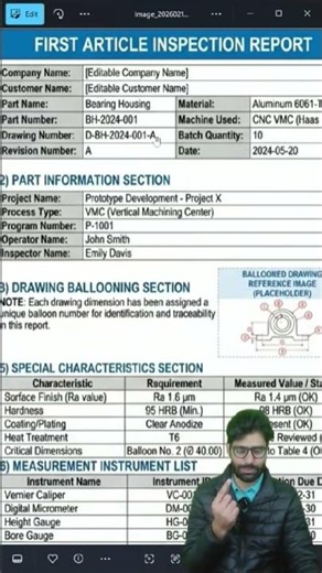 What is the first article inspection report #manishswami #engineeringdrawing #knowledgetvcnc