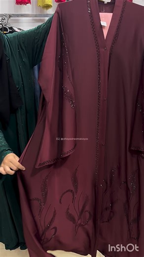 14K views · 4.9K reactions | ✨ Bareera Abaya • metallic zoom nidaa fabric • original DMC crystals embellishment in palm tree pattern • matching hijab with crystal embellishment • fitting adjustable belt • front open style • crystal work is on front and back both • Inbox for price and order | Al-Haya Dream Abayas | Facebook