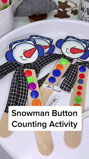 Snowman Button Counting Activity for Preschool Kids