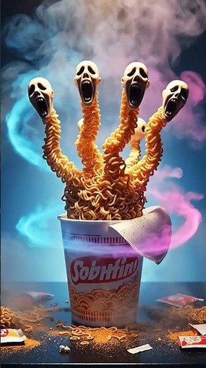 Cup Noodle Nightmare 🍜👹 | Noodle Tentacles With Screaming Faces