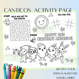 Customized Canticos Activity Page, Cantos Coloring Page, Canticos Birthday, Canticos Birthday Decor - Etsy