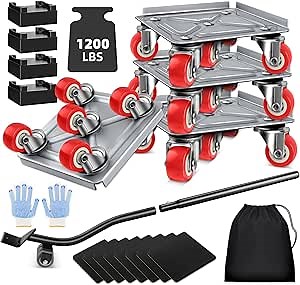 Furniture Dolly Furniture Sliders Furniture Movers with 5 Wheels Appliance Rollers Furniture Moving Wheels Furniture Movers Lifter Rollers for Heavy Duty Tool Furniture 1200lbs Load Capacity