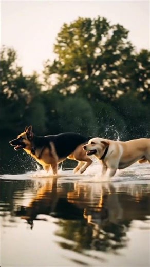 two dog running the vintage