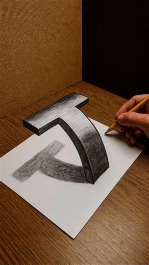 Amazing 3D Letter (T) Real Illusion On Paper 😱 #3dart #3ddrawing #drawingtutorial #paperart #easy3d