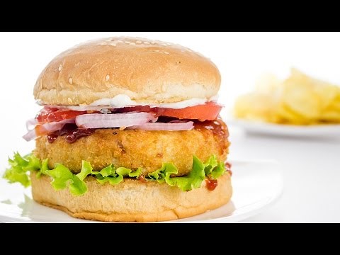Veggie Burger Recipe | Indian Style Veg Aloo Tikki Burger Recipe