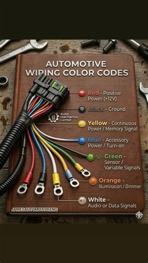 AUTOMOTIVE ENGINEERING WIRING COLOR CODE#wiring#colorcode#autoelectrical #jamesautomotiveeng