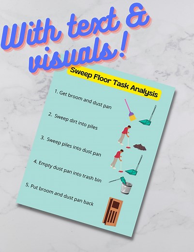 ABA Task Analysis, Sweep Floor Task Analysis, Teaching Skills, Daily Living Skills, Applied Behavior Analysis, Autism - Etsy