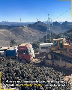 Wind Turbine Blade Transport On Mountain Site. #windenergy #heavymachines #renewablepower #constructionwork #earthmoving | Fun club