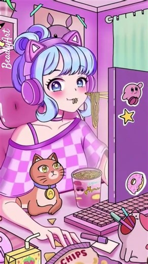 Comfort Food + Comfort Game #asmreating #art #diamondpainting #anime #gamer