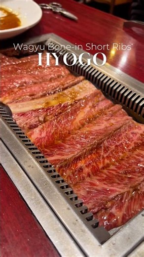 The Wagyu bone-in kalbi, spread out across the entire rotisserie, is delicious!