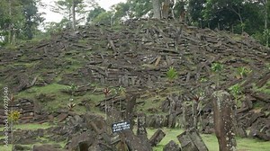 Megalithic sites Gunung Padang, Cianjur, West Java, Indonesia. carbon dated at 5000 BC and predates even the pyramids. Ancient appocalypses season 1, netflix, graham hancock. Ancient Pyramid.