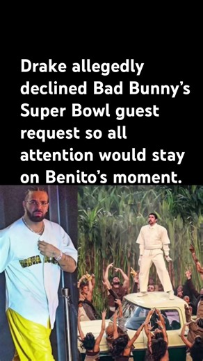 Drake lets Benito shine alone#Drake #BadBunny #SuperBowl #Respect #MusicUnity