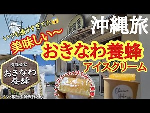 『おきなわ養蜂』Honey Ice Cream最高！バニラアイスにはちみつと巣蜜の組み合わせが食べられる貴重な蜂蜜屋【沖縄読谷村】グルメ観光アラフォー夫婦旅行vlog