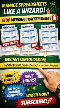 1 Formula to Combine Any Number of Excel Sheets #excel #hack