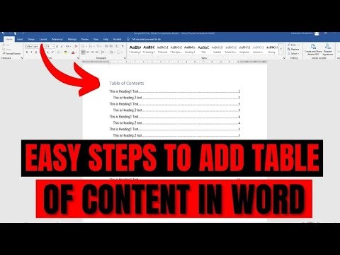 How to Generate Table of Contents in MS Word