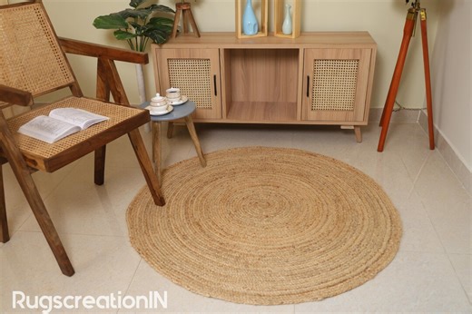 6x6, 7x7 Feet Large Size Round Jute Rug, Natural Jute Rug, Hand Braided Rug Round Boho Rug, Rustic Home Decor - Etsy