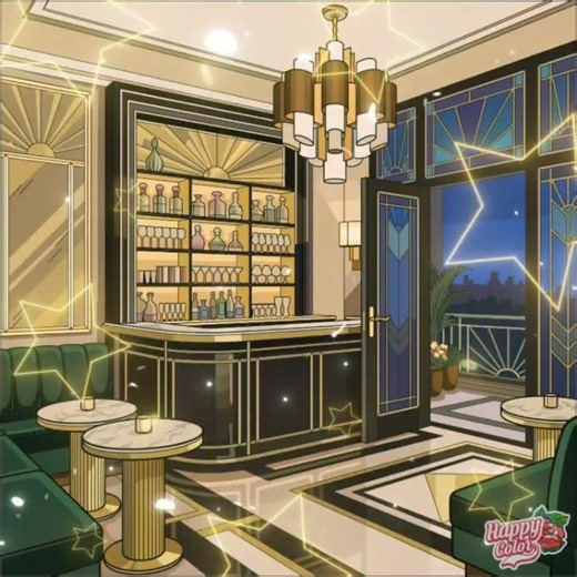 Colour with me beautiful interior in Happy Color App.