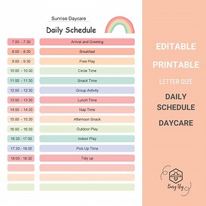 Editable Daycare Daily Schedule: Printable Classroom Planner (PDF) - Etsy