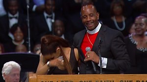 Bishop Charles Ellis III had dad jokes for Ariana Grande after her performance at Aretha Franklin's funeral. https://usat.ly/2LLyUZk | USA TODAY Video